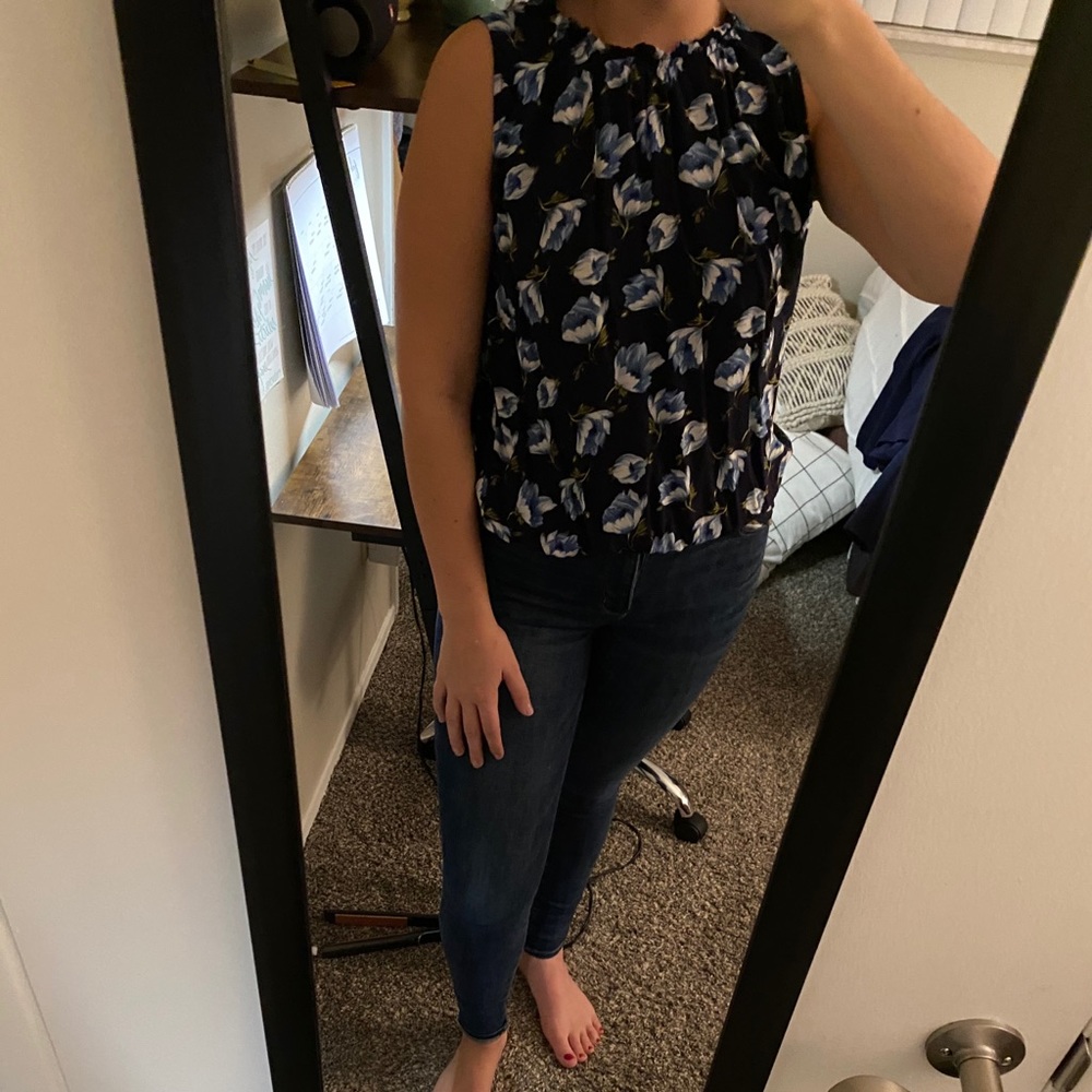 Blue floral blouse